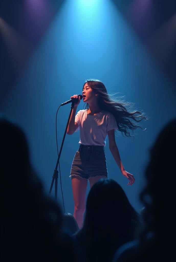 girl singing with microphone