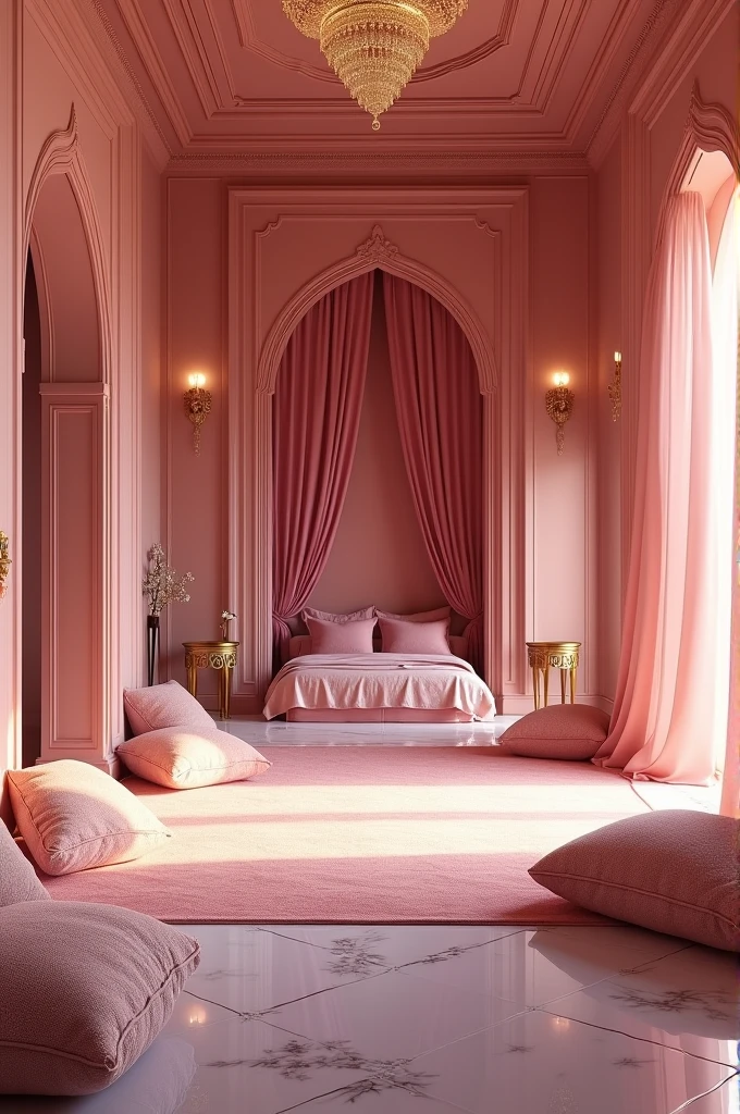 Empty pink harem room