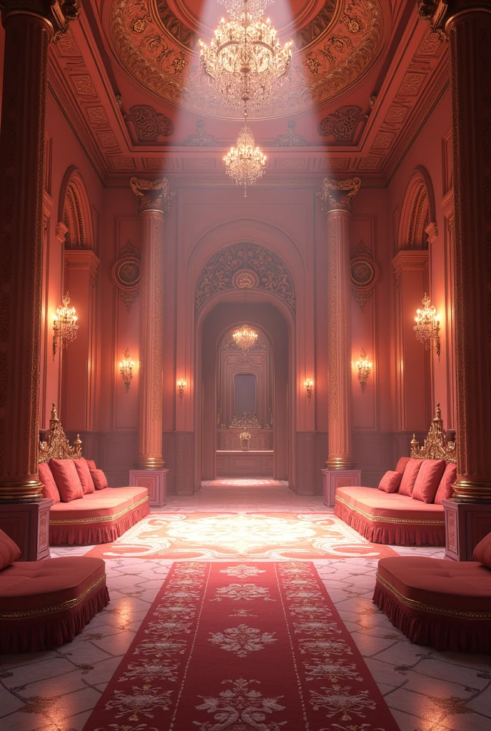 Large empty pink harem room luxurious