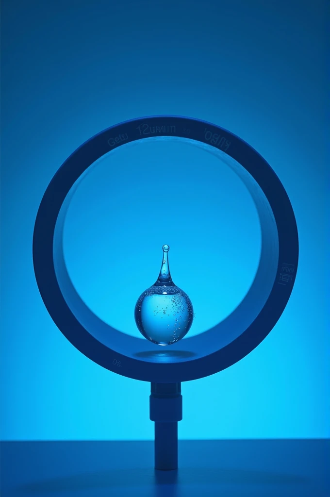 circle with a drop of water in the middle, minimalist, neon blue for the company
