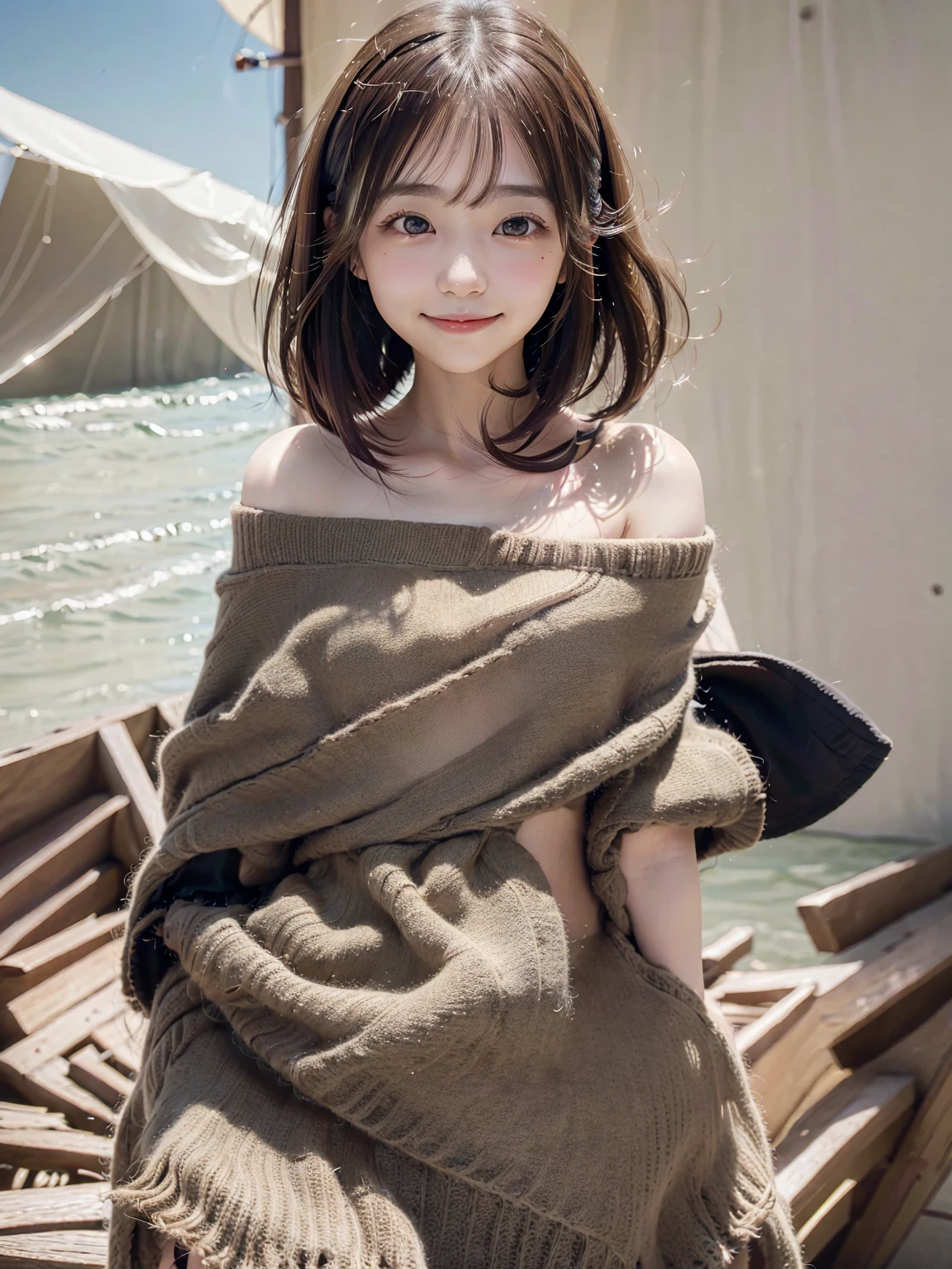 One person, Brown Hair, bangs, smile, Big eyes、Age 25、
