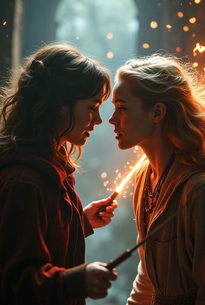 Harmonie and other girl fight for Ron Weasley . Fighting in anger 