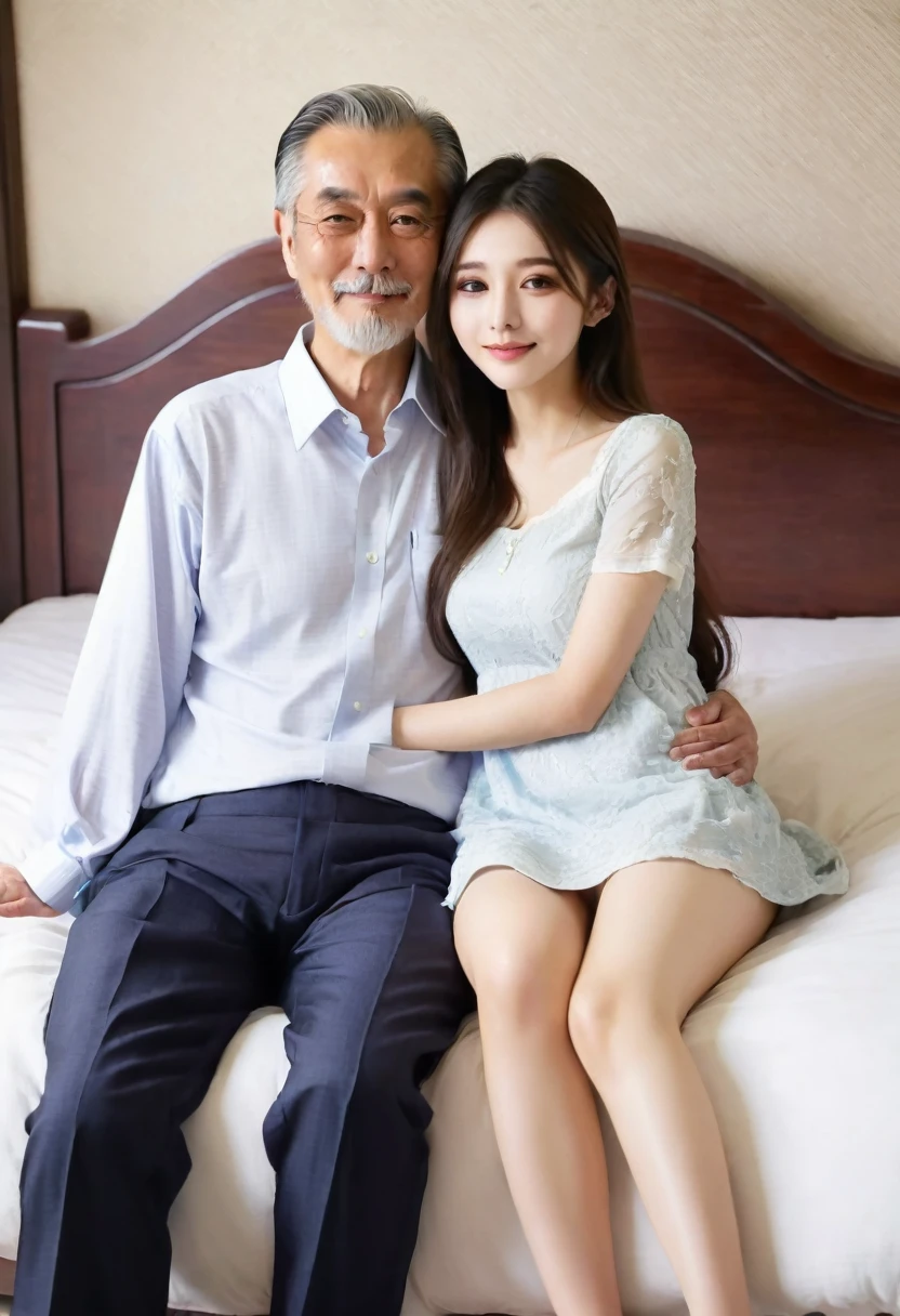 Long Hair, 20 year old young wife、Stylish, smart and youthful at 5々old Father-in-law、Hugging on the bed、Forbidden Sex、My son&#39;s absence、Full of erotic、Secret Relationship、Forbidden Eros