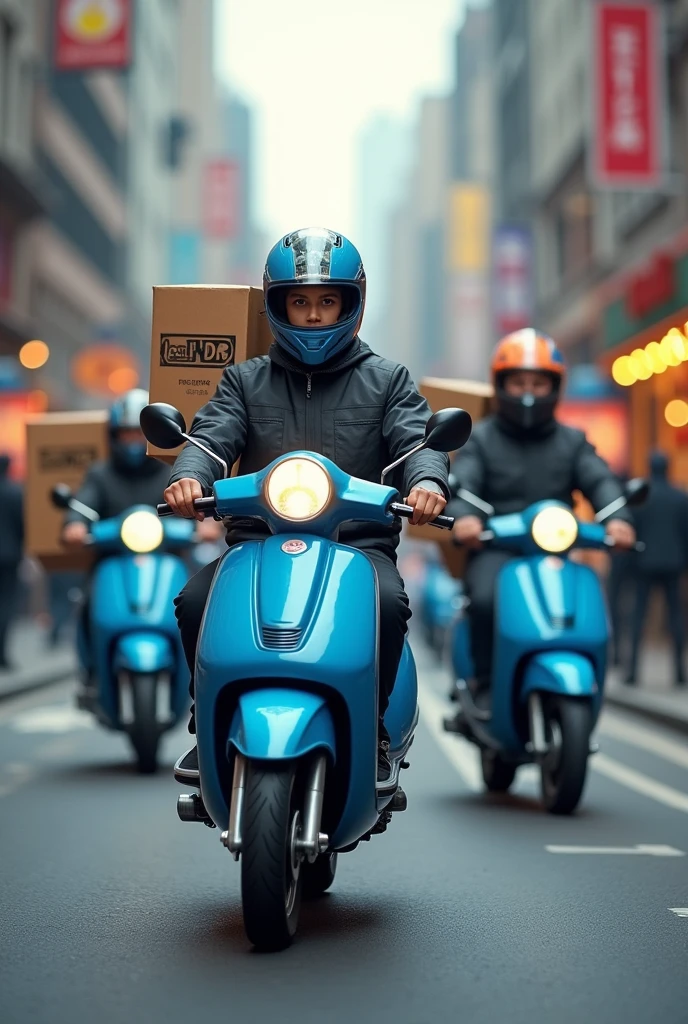 Food Delivery, scooters, blue, box