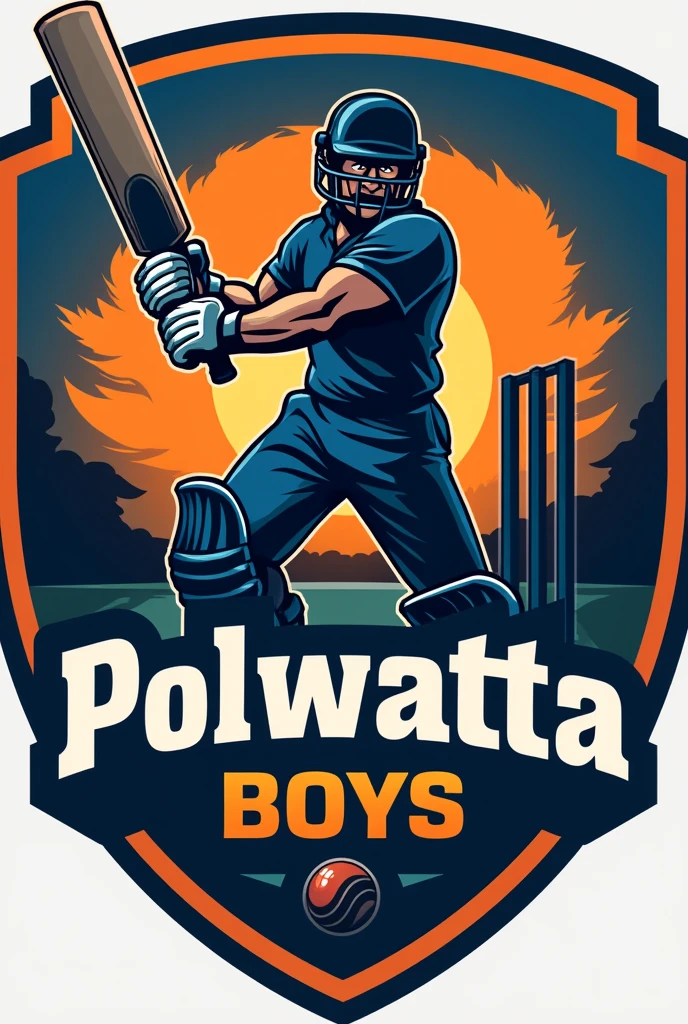 Cricket team logo. Team name- polwatta boys
Colour- dark blue, orange . Design- anything good. team name must