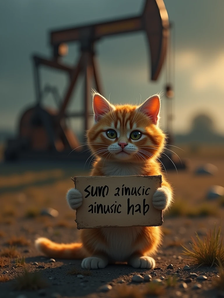 cat holds a sign that says "suno aimusic hab" and pumpjin