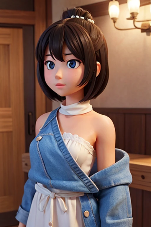 ((masterpiece)), (8k, high_resolution), (distinct_image), (best quality), (sunshine, face on light), (face on light:1.1), (meitantei conan \(style\), detecive conan \(style\), meitantei conan), solo, beautiful eyes and detailed face, ((1girl, solo)), medium breasts, wide hip, (abs:0.8),(ponytail), (school uniform, ribbon), (blush), Wearing a dog collar, Naughty tattoos