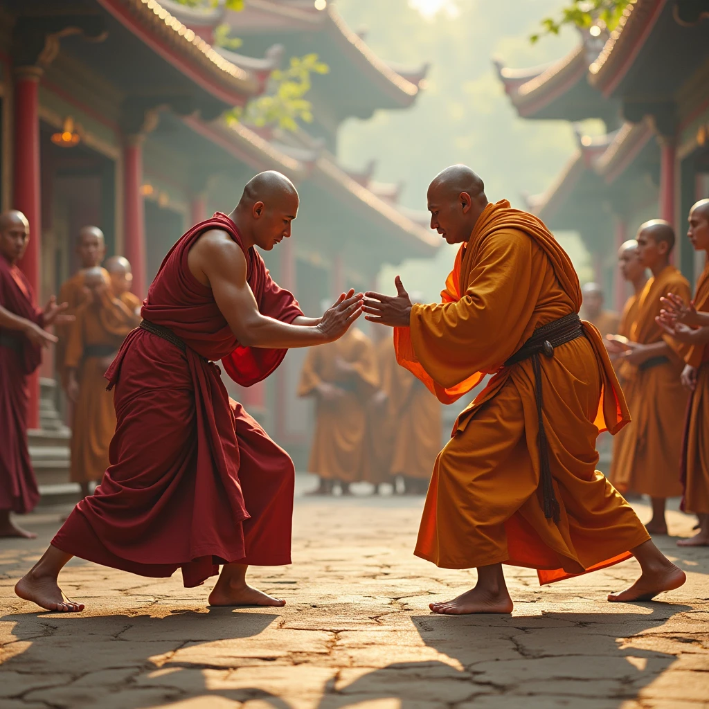 Picture of monks fighting each other

