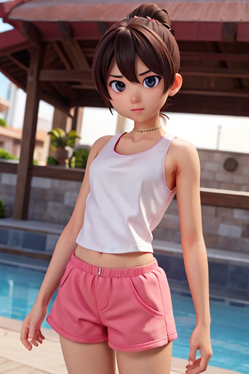 cinematic composition, professional photo of minami touma, short hair, flat chest, black hair, black eyes, swimsuit, long camisole, shorts,
detailed skin, detailed eyes, finely detailed hair,
volumetric light, highrez, masterpiece, best quality,
<lora:minami_touma _ver1.0:0.632:MIDD>