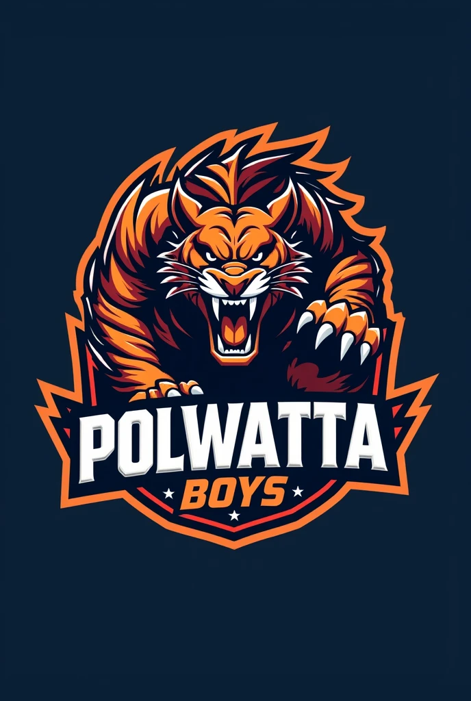 Cricket team logo. Team name- polwatta boys
Colour- dark blue, orange . Design- contain a dragon or tiger . team name must