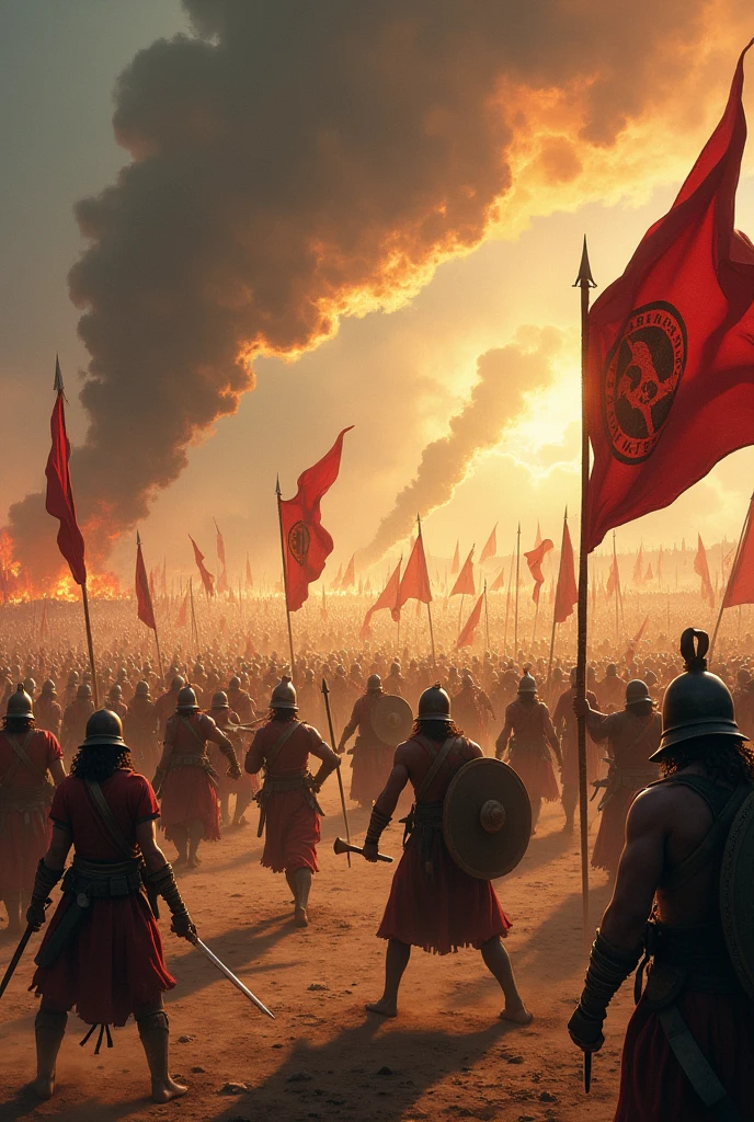 Description:
Create a dramatic and detailed illustration capturing the epic Mahabharat war. The scene should be set on the battlefield of Kurukshetra during the 18-day war.