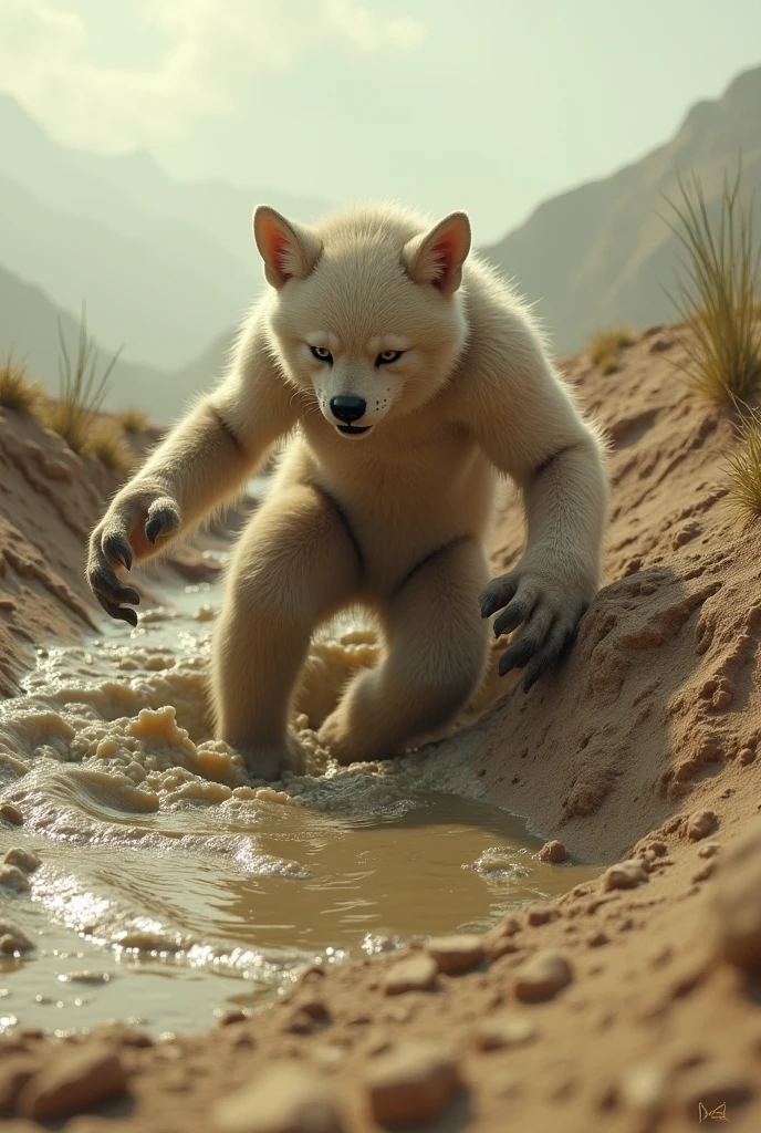 Naked furry in quicksand
