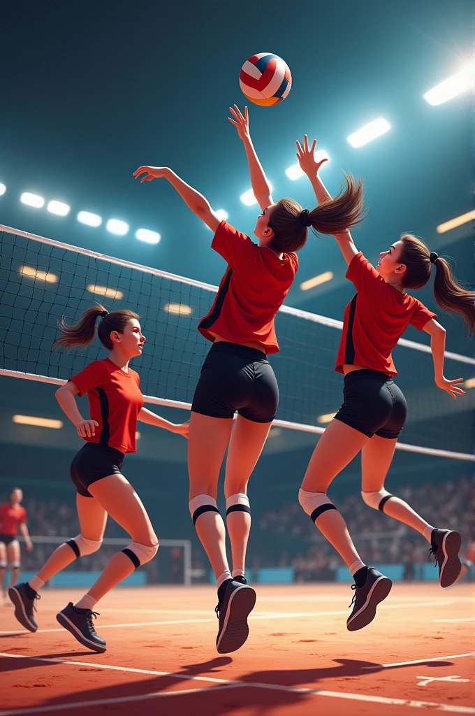 Volleyball sports red black white