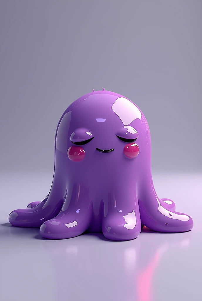 A small purple slime Appears to be toxic or poisonous with a sleepy and lazy face 