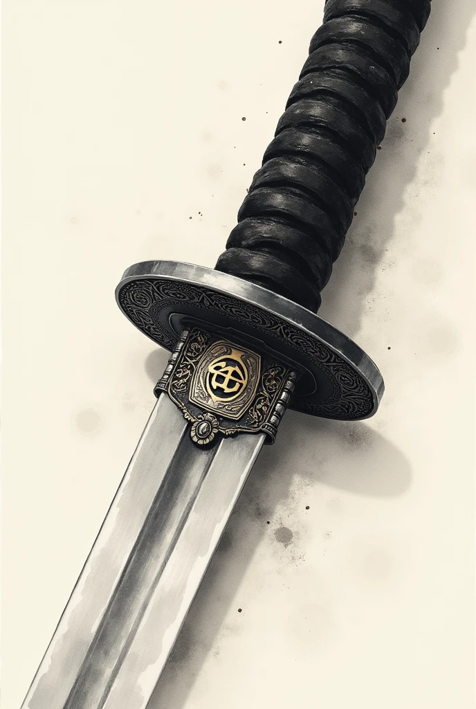 Ink Painting　Japanese sword　Close-up

