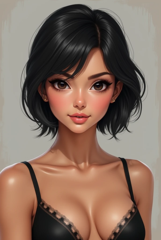 uhd, retina, masterpiece, Exactly, anatomically correct, textured skin, Super Detail, High details, good quality, Award-winning, best quality, highres, 1080P, HD, 4K, 8k, 16K、(masterpiece), (highest quality),ultra high resolution, Etchant, Be familiar with, Beautiful Be familiar with FACE,perfect anatomy,Cowboy-shot,Alone and Beauty、People who read Buch of the Day、black hair,Short bob hair,black colored eye,slim body,Ideal body proportions,medium breasts,tanned skin,Shining