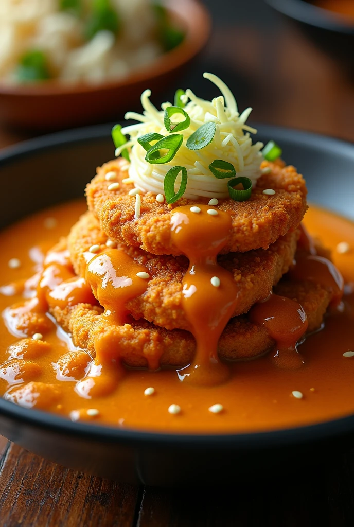 The katsu curry looks super delicious、The cutlet is crispy、A mountain of curry