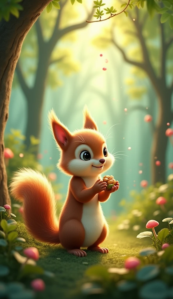 forest　squirrel　Eating food　cute　Fantasy