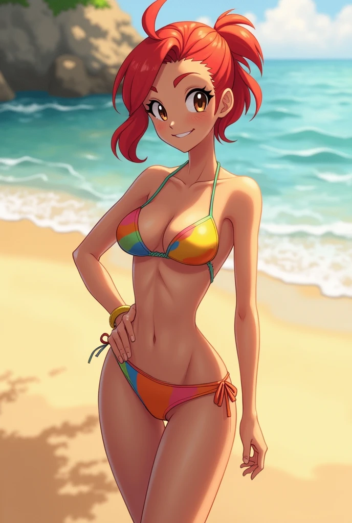 misty from pokemon wearing a bikini on the beach
