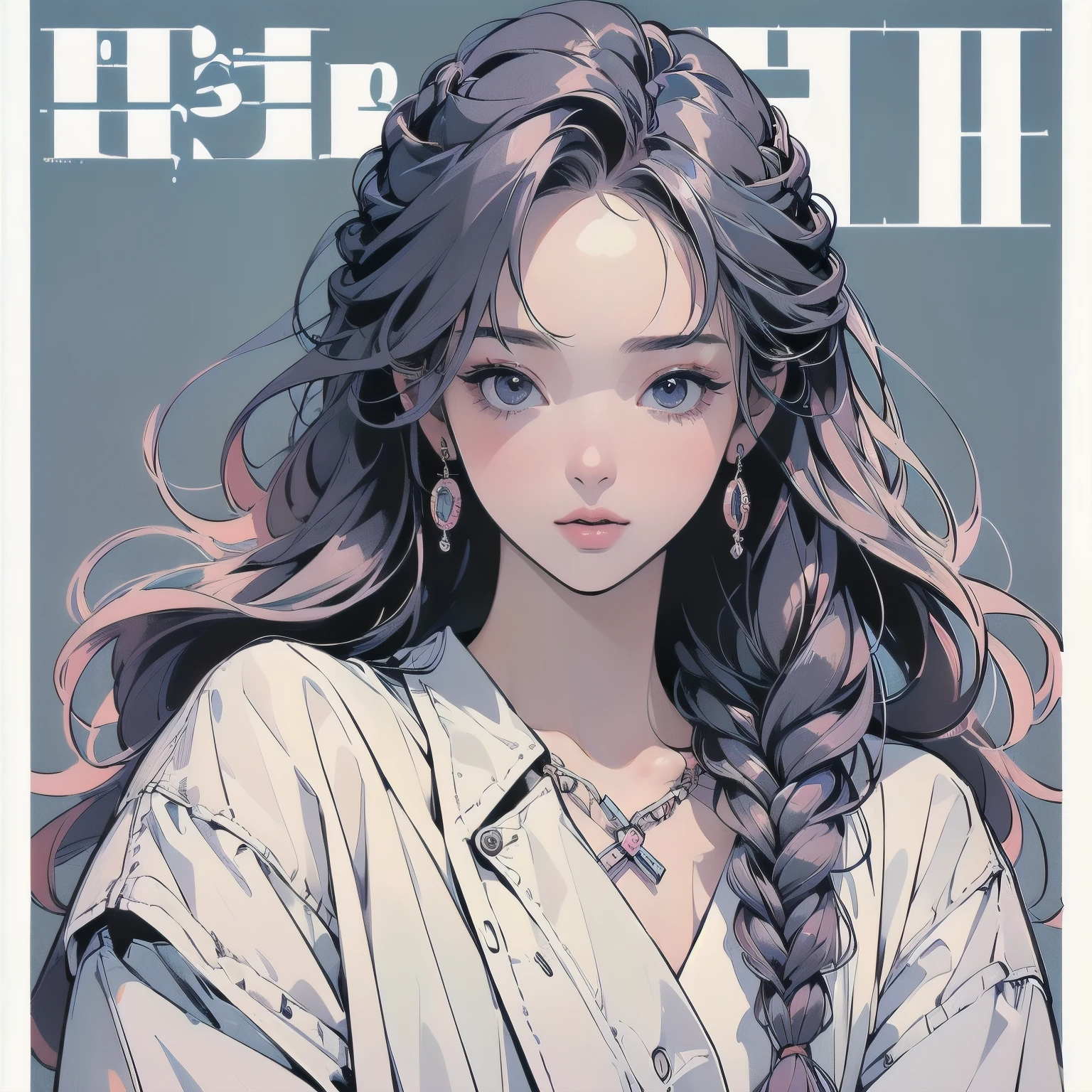 (((masterpiece, Highest quality)))、(((32K Wallpapers)))、(((Magazine Cover)))、(((Flat Chest)))、(((Wearing a white coat1People Women)))、head shot、(((Perfect Face)))、Detailed Hair、Colorful hair color、(((Braided Hair)))
