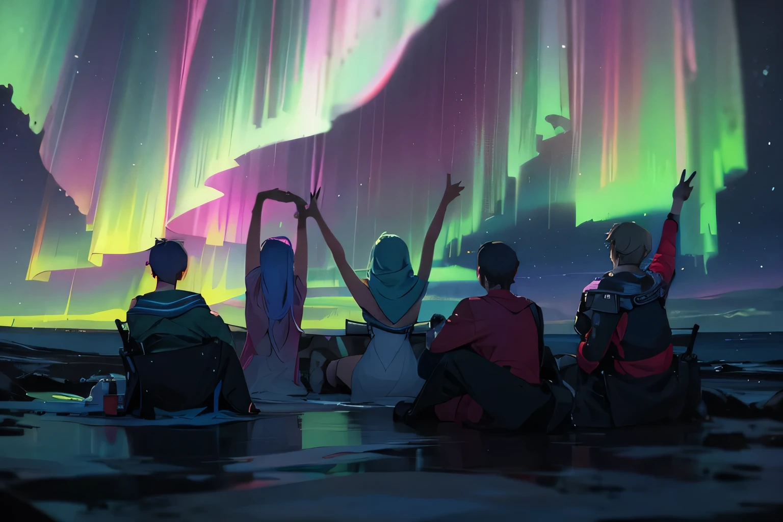 Change the background of this picture to the Aurora in Iceland