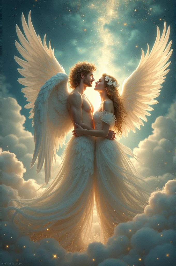 Couple angel with a creature