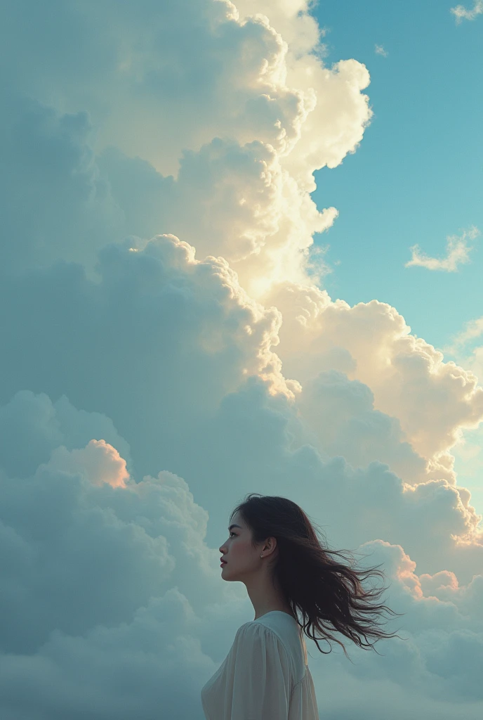 Woman with cloudscape