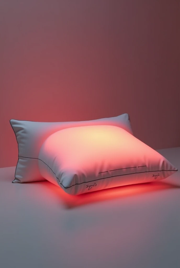 Futuristic pillow who record dreams in light red colour. And minimalistic design