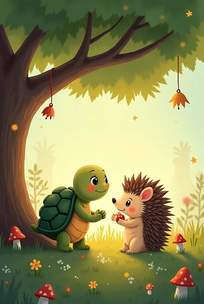 a baby porcupine and a baby turtle laughing