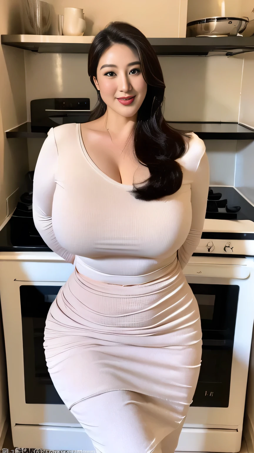 ((photograph))、((real photo)), (masterpiece, Highest quality),hot ((Mature Woman)),Sitting on bed in bedroom,Wide Hips, Big Breasts,Saggy breasts, (Slicked back hair), Tight Skirt, smile, Face-to-face audience, White blouse、 Cupboard, Stove, window, Japanese、((Plump 1.4))、(((plump Mature Woman1.4)))、((Big Breasts2.1))、A little chubby, Eyes half closed、 Place your hands together between your thighs、Random Hairstyles、