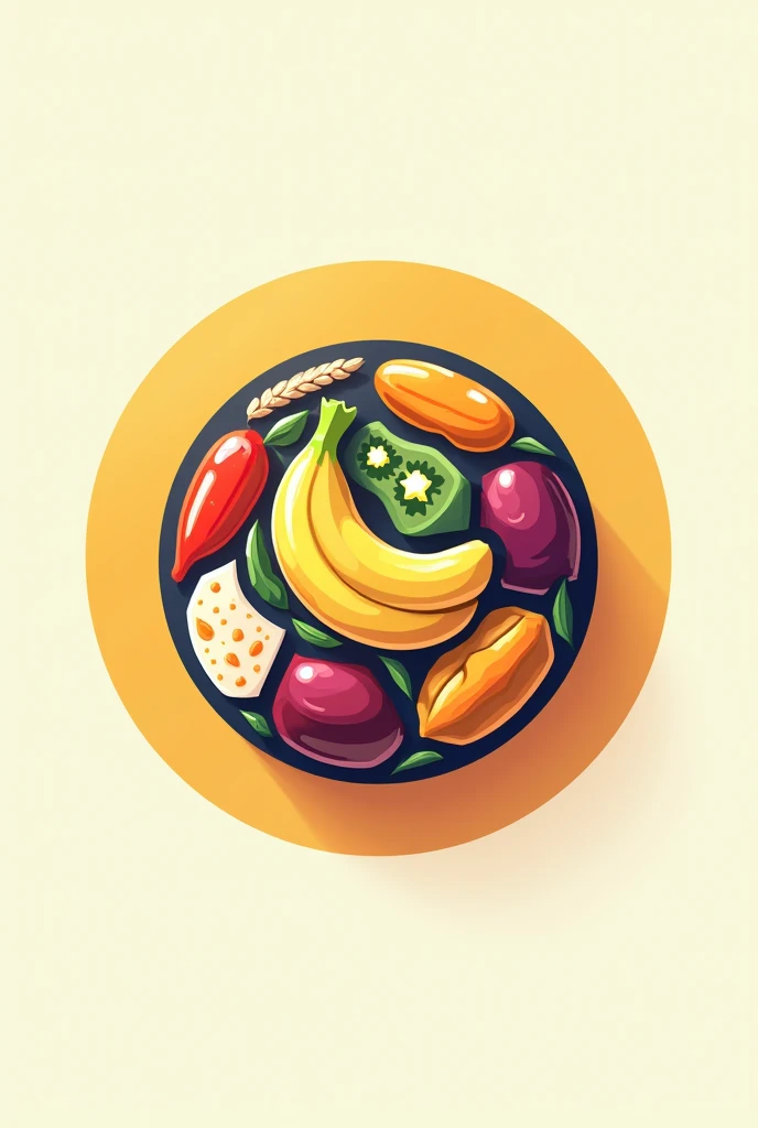Foodball logo conrains football. every octagon of the ball will be filled with varius food 
