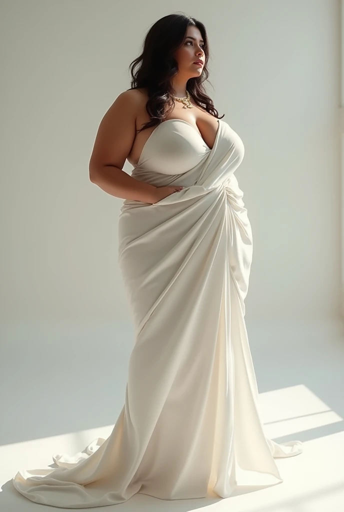 Huge butt huge boobs hot zero figure women in white saree