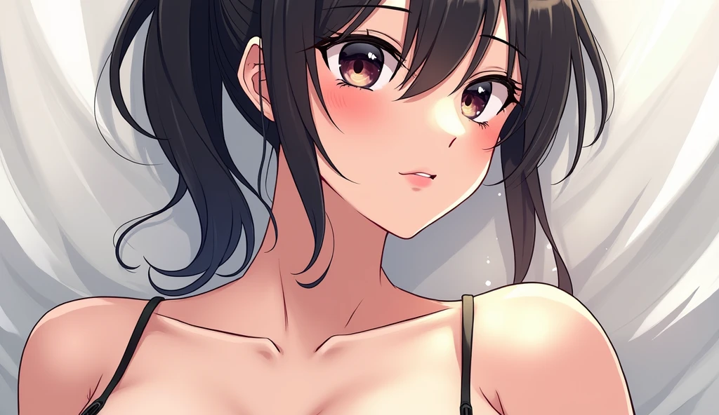 Extremely small breasts、sister line、black hair、long、slanted eyes、Ahegao