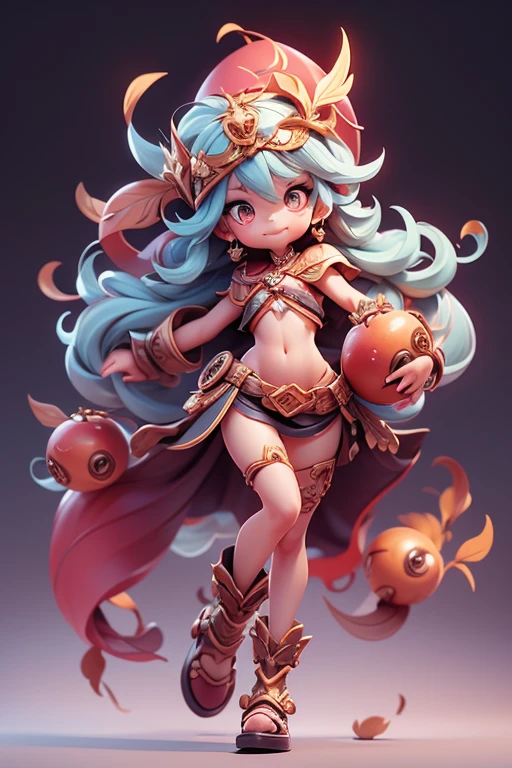 Create a Monster Longan image, The image should be sharp and detailed, with beautiful colors. With arms, leg, eyes, mouth, พื้นหลังสีlegว