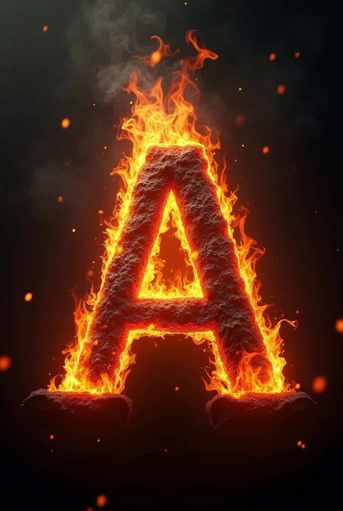 Letter A on fire font