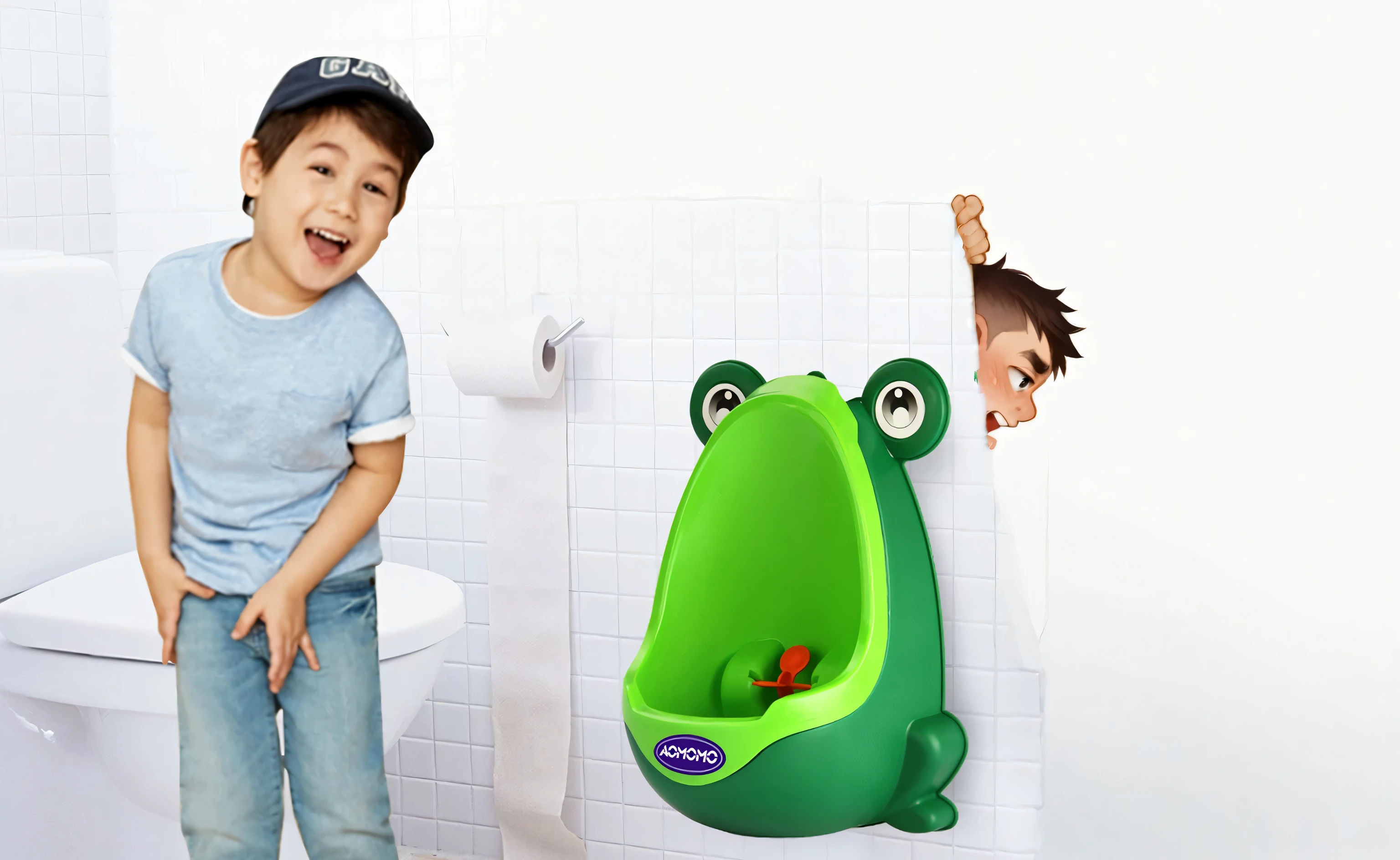 A boy needs to pee!