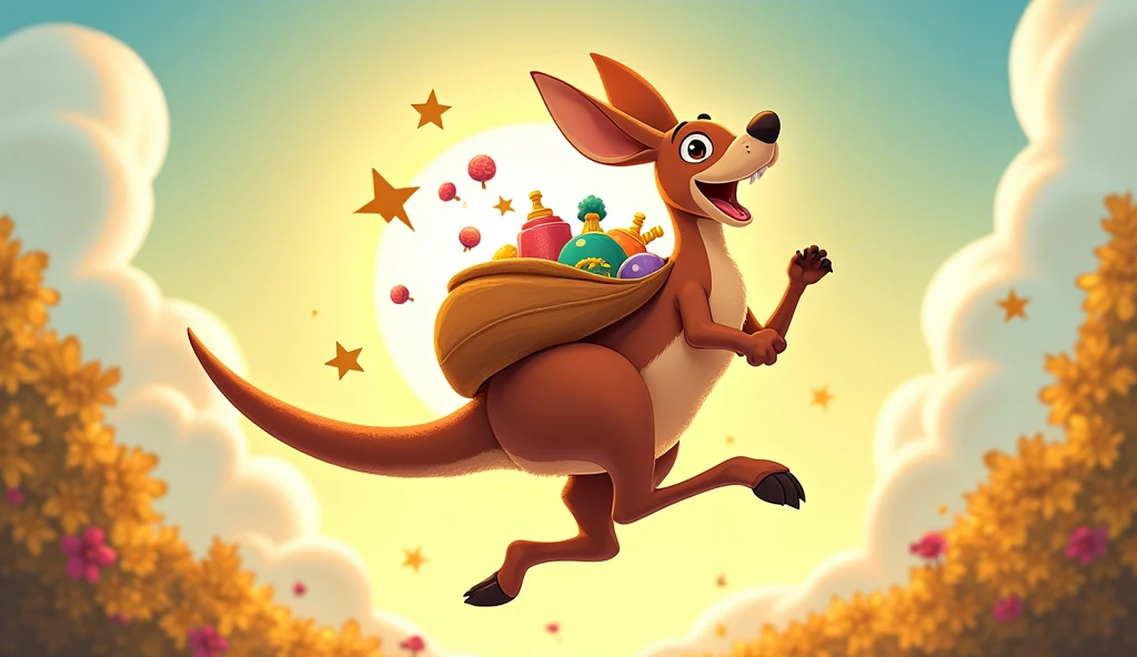 Here comes the kangaroo, hopping high,
With a pouch full of fun, reaching for the sky.
He’s bouncing along with a happy cheer,
Come and join the parade, everyone, come near!