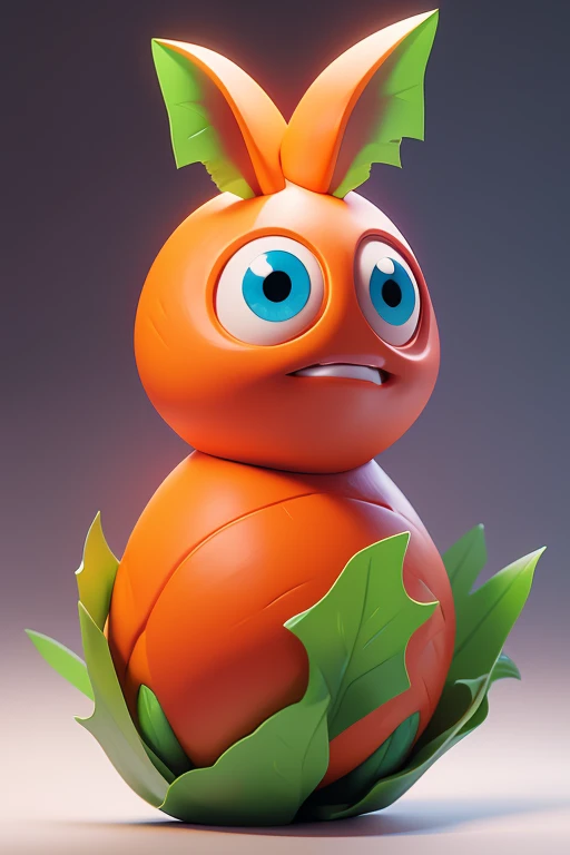 Create a Monster Carrot image, The image should be sharp and detailed, with beautiful colors. With arms, leg, eyes, mouth, พื้นหลังสีlegว