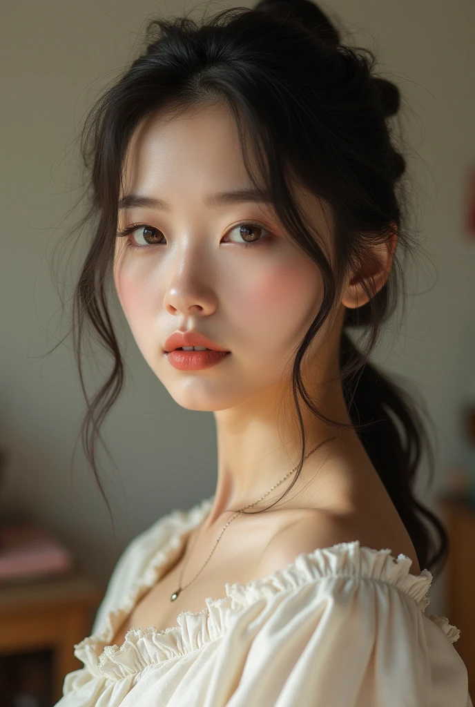「With natural imperfections and subtle expressions、A well-balanced and realistic beauty、Simple and realistic backgrounds and accessories make it stand out。」

Asian japanese
At home