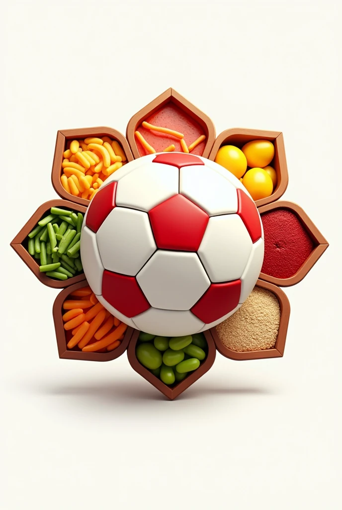 Foodballlogo. Football with each octagon is food category