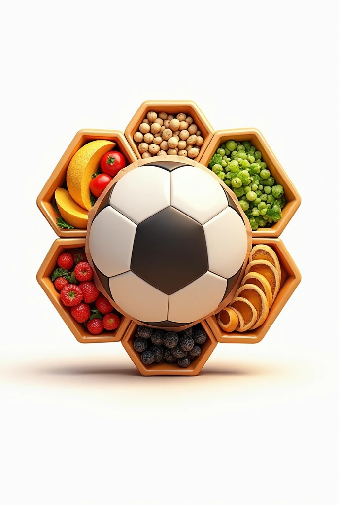 Foodballlogo. Football with each octagon is food category
