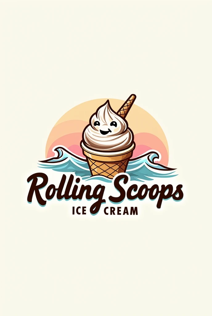 Make me a logo of an ice cream business that is mobile. The name is Rolling Scoops.