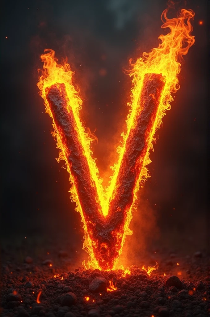 Letter v on fire