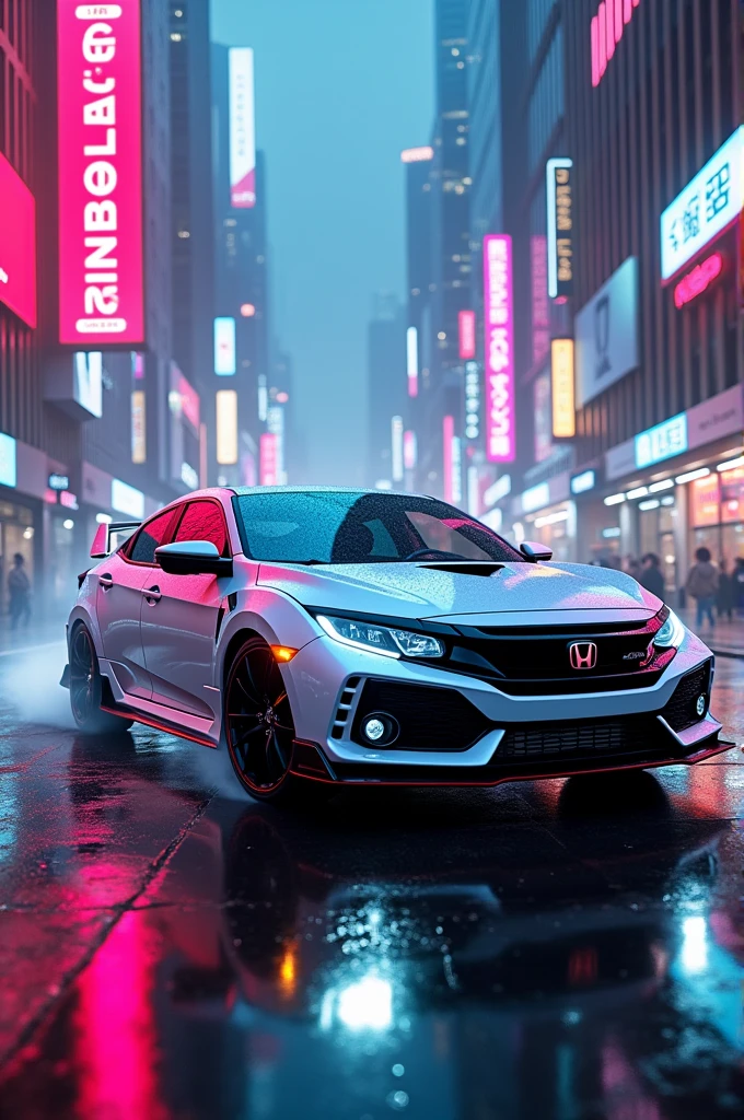 Hot Honda civic Rs in neon city