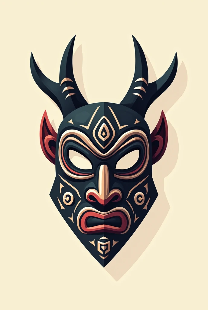 hungarian tribal mask, Front view, Logo, flat design
