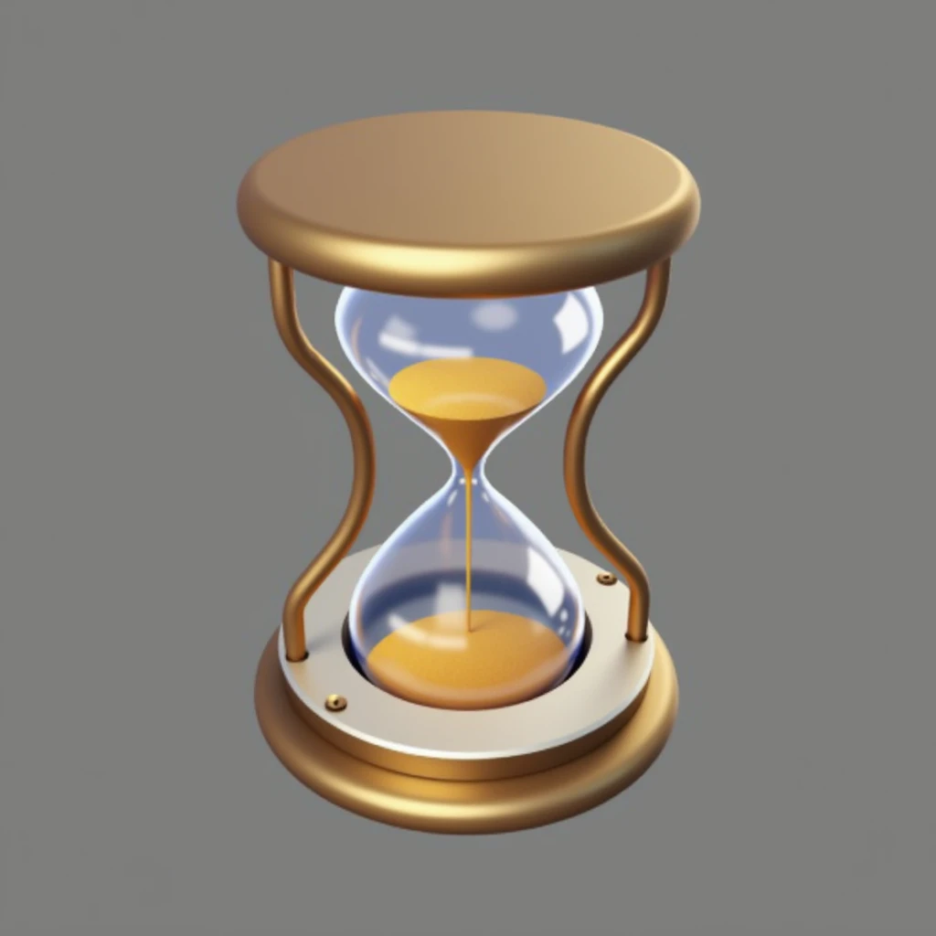 (masterpiece, top quality, best quality, official art,beautiful and aesthetic:1.2),(4k,8k, best quality,masterpiece:1.2),(((white background))), solo,Metal hourglass, with glass in the middle, semi-transparent, containing flowing sand. The hourglass has a clear and accurate structure, modern realistic representation, and consistent lighting that looks natural and believable.