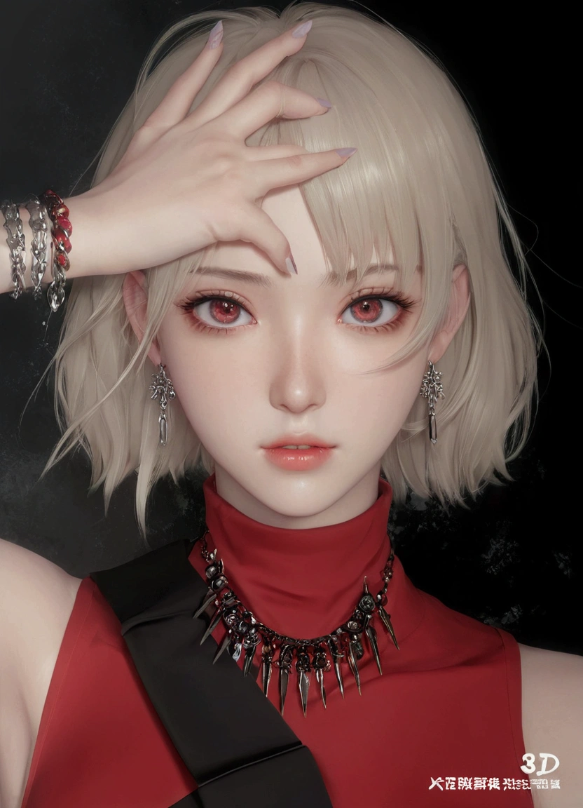 a close up of a woman with a red top and a necklace, realistic anime 3 d style, anime realism style, artwork in the style of guweiz, realistic anime art style, realistic young anime girl, stunning anime face portrait, realistic anime artstyle, anime style. 8k, semirealistic anime style, anime styled digital art, guweiz