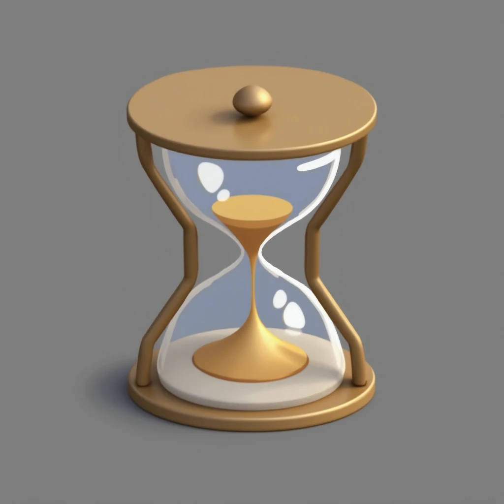 (masterpiece, top quality, best quality, official art,beautiful and aesthetic:1.2),(4k,8k, best quality,masterpiece:1.2),(((white background))), solo,Metal hourglass, with glass in the middle, semi-transparent, containing flowing sand. The hourglass has a clear and accurate structure, modern realistic representation, and consistent lighting that looks natural and believable.