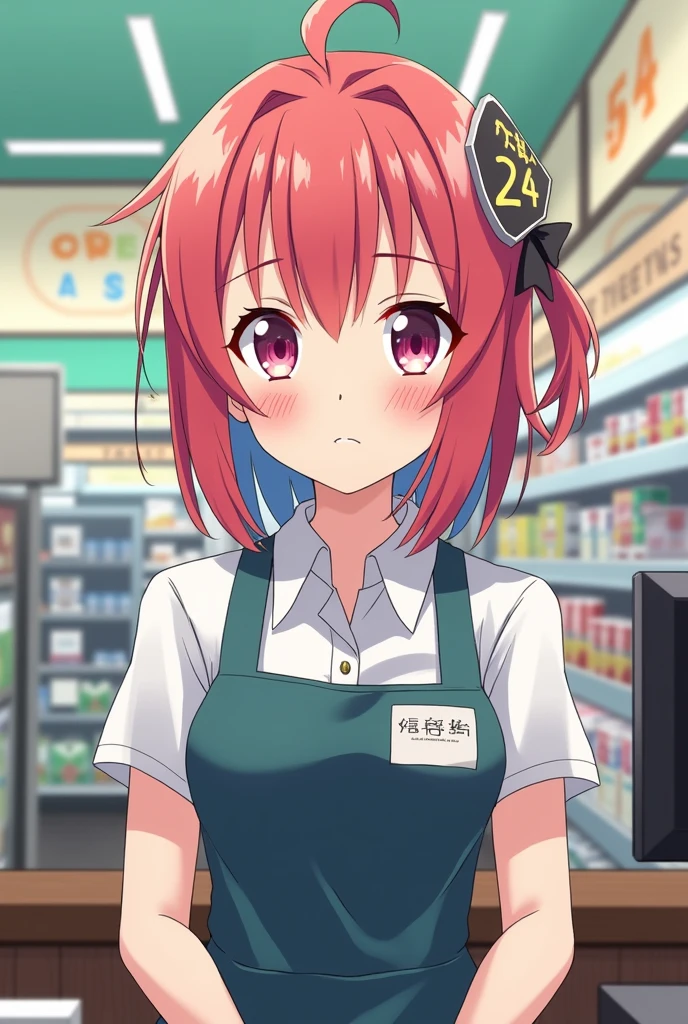 Cashier supermarket anime girl lame face