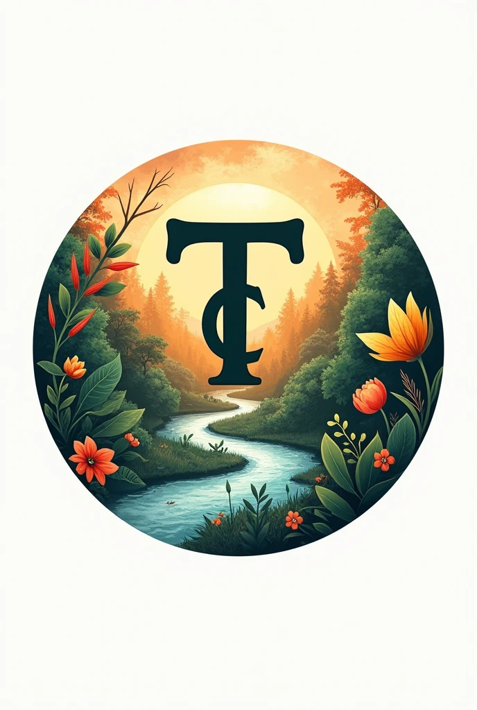 Generate a round logo for Instagram page that is about travel, nature, photography, videography, diy, arts and crafts. The name of the page is "Terrasis Creativity" Which should be on the logo